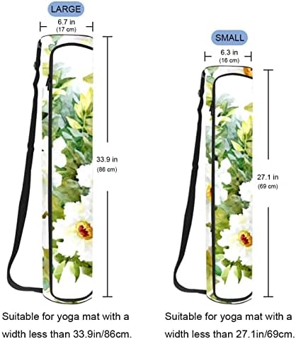 תיק מזרן יוגה של רטגדן, פרחים לבנים מנשא מזרן יוגה עם רוכסן מלא תיק נשיאה עם רצועה מתכווננת לנשים גברים