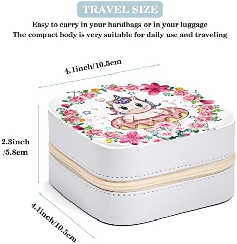 קופסא תכשיטים לנשים קריקטורה חד קרן תכשיטי ארגונית מקרה אחסון עבור שרשראות צמידי טבעות עגיל