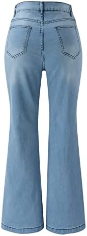 על ג'ינס פעמון ג'ינס תחתון לנשים ג'ינס התלקחות מותניים גבוהים לנשים מכנסיים תחתונים נמתחים מכנסיים