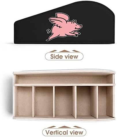 מחזיק שלט רחוק של חזיר מעופף עם 6 תאים שולחן עור שולחן שולחן מארגן תיבת אחסון למשרד ביתי