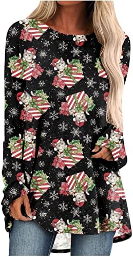 ארוך טוניקות לנשים ללבוש חג המולד ארוך שרוול חולצות חולצות לנשים בייבי דול כפתורים לפרוע טוניקת חולצות