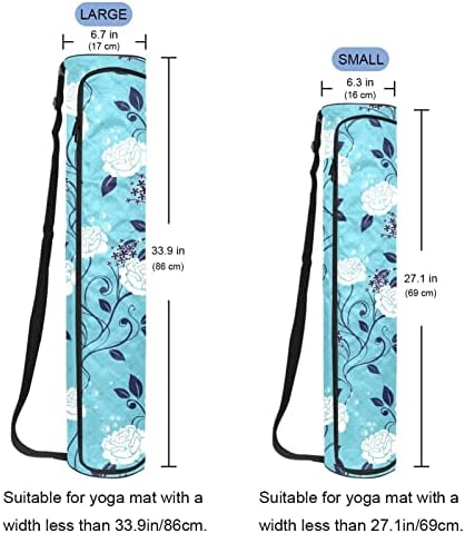 תיק מזרן יוגה של רטגדן, פרחי ורד כחולים מנשא מזרן יוגה עם רוכסן מלא תיק נשיאה עם רצועה מתכווננת לנשים