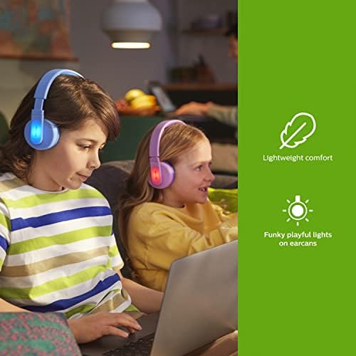 פיליפס קיי 4206 אוזניות אלחוטיות על האוזן לילדים, חיבור בלוטות ' + כבל, מגבלת 85 דציבלים לשמיעה בטוחה