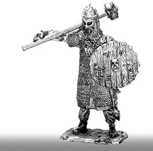 סקנדינביה ויקינג עם מלחמת פטיש המאה ה -10 1/32 בקנה מידה לא צבוע פח דמות ויקינגים וברברים בעבודת יד
