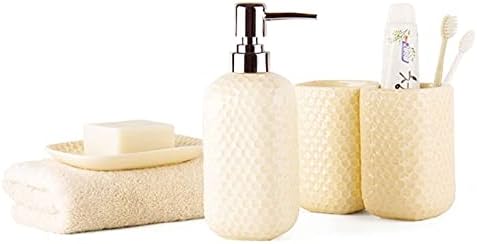 מתקן סבון בקבוק קרם קרם קרם 4 חתיכות אביזרי אמבטיה קרמיקה סט שלם מערכות אביזרים אמבטיות כוללות מתקן
