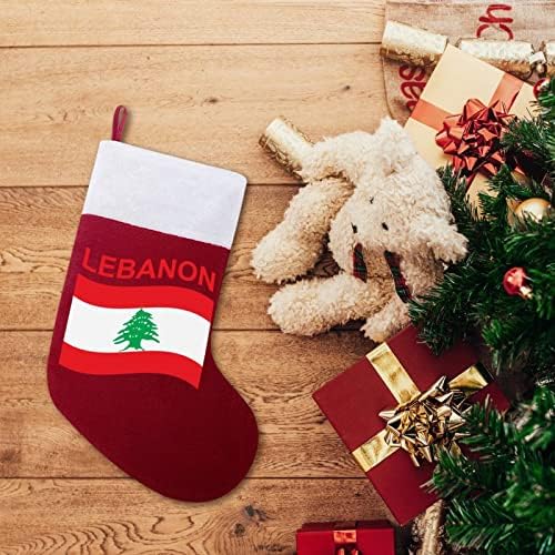 דגל של גרביים לחג חג המולד האדום של לבנון קישוטי הבית של עץ חג המולד גרביים תלויים