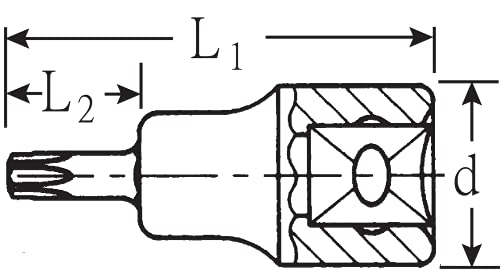 Stahlwille 03100060 1/2 אינץ 'שקע מברג טורקס, עשוי מפלדת סגסוגת כרום, מצופה כרום להתנגדות לקורוזיה,