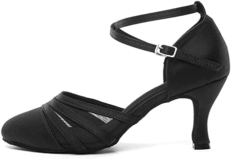 נעלי ריקוד לטינית לטינית של DKZSYIM SATIN SATIN SATIN COND BEAL אולם הנשפים נעלי ריקודים, YCL189-BLACK-7.5,