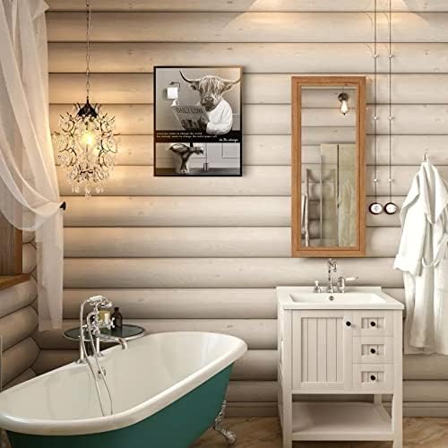 עיצוב קיר אמבטיה אמנות קיר שחור לבן מצחיק אמנות קיר פרה מודרנית תפאורה לחדר אמבטיה מצחיק אמנות אמנות
