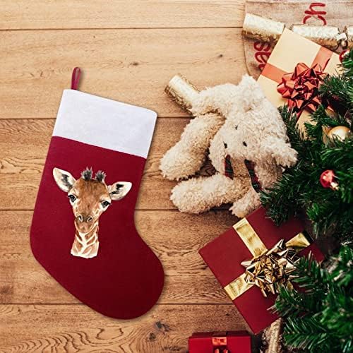 הצבעי מים בעלי חיים הדפסים ג'ירפה מגרש חג המולד קלאסי קישוטים תלויים שקית ממתקים של שרוול לבן לקישוטים