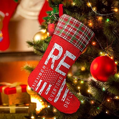 זכור שכולם פרשו צבא R.E.D נצנצים גרבי חג המולד מבריק קירור קישוטים לקישוטים למסיבת חג עץ חג המולד