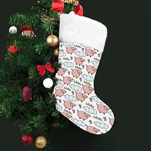 דפוס חזירים דפוס אדום חג המולד של חג המולד של חג המולד קישוטי הבית לקש עץ חג המולד גרביים תלויים