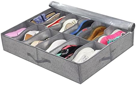 Naroote מתחת למיטה שקיות אחסון בארון נעליים מתכווננות קיבולת גדולה מתחת לאחסון מיטה קופסת אפור פשתן