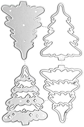 4 יחידות עצי חג המולד מתכת מתכת חיתוך חיתוך מתים, 4 יחידות עצי חג המולד כרטיסי נייר חיתוך מתים שבלונות