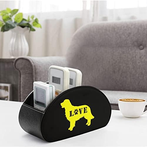 זהב רטריבר אהבת כלב כפת שלט רחוק מחזיקי 5 תא ארגונית תיבת שולחן העבודה אחסון מקרה עבור טלוויזיה שלטים