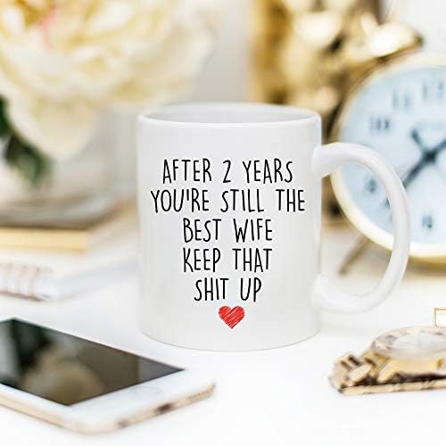 יוניק עיצובים 2 שנה שנה ספל קפה בשבילה, 11 אונקיות, 2 יום נישואין גביע עבור אשתו, שנתיים, שנה שנייה,