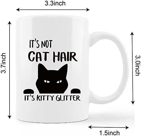 קונליסה מצחיק שחור חתול ספל כוס, זה לא חתול שיער זה קיטי גליטר קרמיקה ספל-11 עוז קפה חלב תה ספל כוס,מתנות