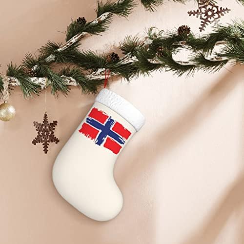 QG ZZX דגל נורווגיה מגרש חג המולד גרבי חג המולד גרב אח תלויה גרב 18 אינץ 'קישוט חג
