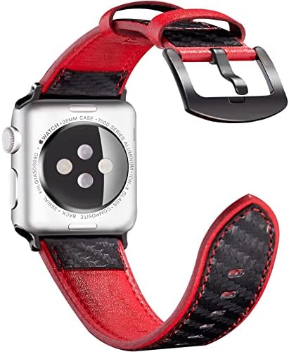 SJIANGQIAO פס סיבי עור פס תואמים ל- Apple Watch 41 ממ 40 ממ 38 ממ רצועת עור לבושית החלפת עור מקורי