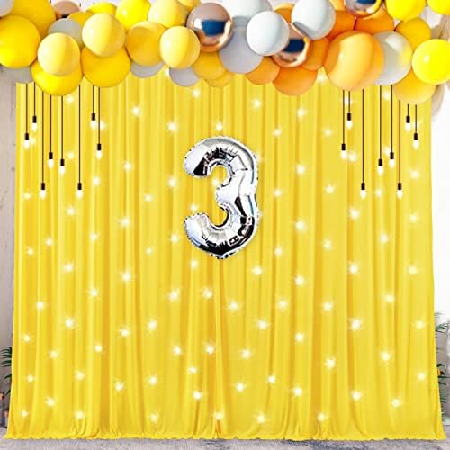 10 על 10 וילון רקע צהוב למסיבות ללא קמטים לימון צהוב וילונות תמונה וילונות בד קישוט למסיבת יום הולדת