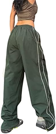 UauRorao נשים בגדי טרנינג מכנסי טרנינג אלסטי מותניים רופפים רצועות רגל רחבות y2k כוכב הדפסת מכנסי מטען