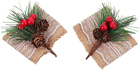 טבעת וינטג 'מפית חג המולד טבעת ברי קדוש פירות יער אדום מלאכותי מפיות מפיות שולחן אבזמי מגבות 2 יחידות