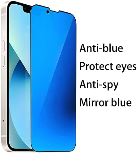 2 מארז חליפת זכוכית מחוסמת פרטיות אנטי כחולה לאייפון 13 / אייפון 13 פרו / אייפון 14 מראה מגן מסך אנטי