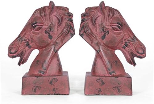 Aapnocraft הסוס המלכותי ההודי Bookend 8 זוג פסל ראש סוס - עיצוב שולחן עתיק