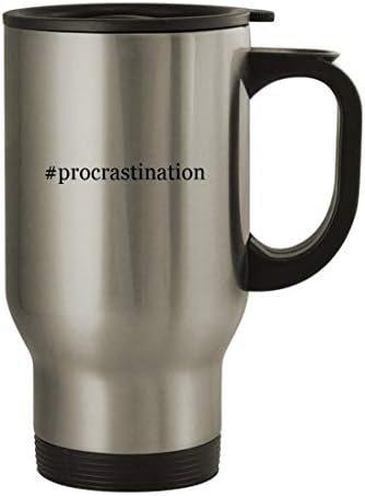 מתנות Knick Knack Proprastination - 14oz נירוסטה hashtag ספל קפה, כסף
