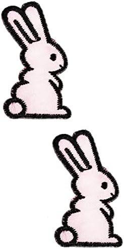 קליינפלוס 2 יחידות. מיני ורוד באני תיקוני מדבקת אמנויות ארנב לחיות מחמד קריקטורה תיקון סימן סמל תלבושות