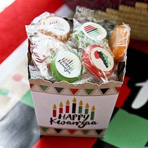 נקודה גדולה של אושר Happy Kwanzaa - מורשת אפריקאית מסיבת חג עגול מדבקות סוכריות טובות - תוויות מתאימות
