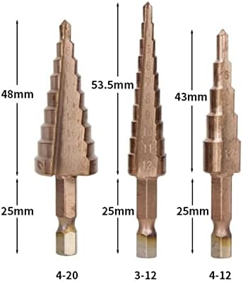 Zthome Step Step Cone Drivel Hex Shank 3-12 4-12 4-20 ממ כלי קידוח מצופה חור מתכת מצופה 3 יחידות