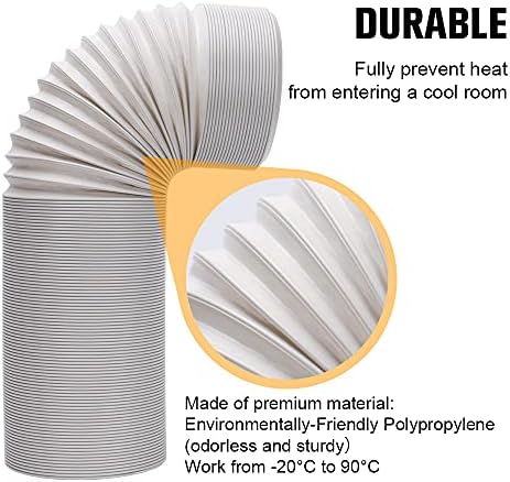 Unaoiwn צינור פליטה של ​​מזגן נייד. צינור Vent AC עם קוטר 5.9 /15 סמ, חוט נגד כיוון השעון ואורך עד 78.7