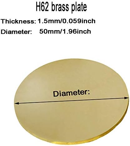 פליז דיסק עגול צלחת גיליון ח62 נחושת סגסוגת מוצק מעגל קשיות גבוהה טוב משיכות עובי1. 5 ממ,קוטר 50 ממ