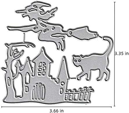 ליל כל הקדושים רדוף בית רדוף טירת חיתוך מתים, מטאטא מכשפה חתול מתות מתכת תבנית תבנית תבנית לתבנית לריכוז