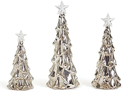 סט כוכבי Sliver של חברת שניים סט של 3 עץ חג המולד מדליק עיצוב LED