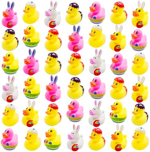 42 מחשב ברווזי גומי פסחא, אביזרי מקלחות לתינוקות, מיני 2.16 ברווזים ארנבים צעצועי אמבטיה לילדים כיף