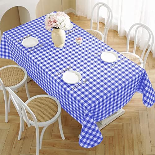 מפת שולחן ויניל משובצת עם מלבן גיבוי פלנל 52 על 70 אינץ', מפת שולחן משובצת חסינת שמן עמידה למים, כיסוי