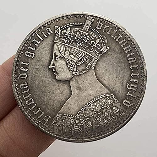 פליז הוויקטוריאני הבריטי פליז עתיק אוסף מדליית כסף ישן מטבע מלאכה 38 ממ עותק זיכרון לעיצוב משרד חדר