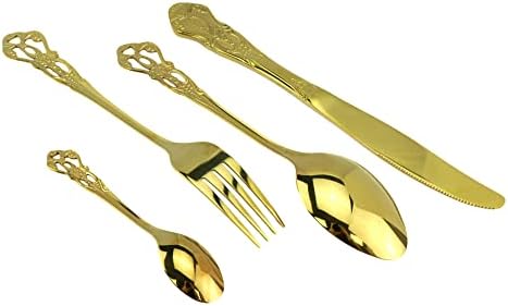 מפרוטל זהב סכום כלי כסף סט, נירוסטה כבד החובה כלי שולחן סט כולל סכין / מזלג/כפית אידיאלי עבור בית מסעדה