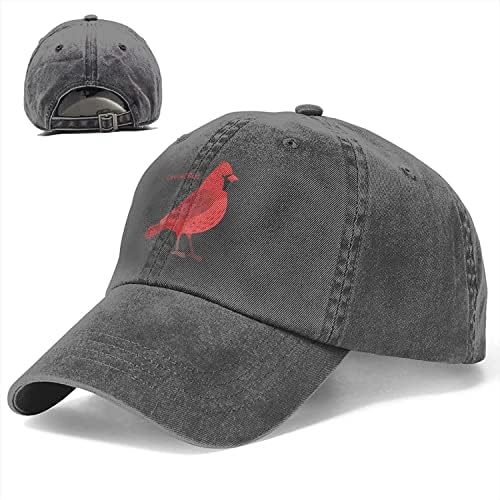 כובע בייסבול מתכוונן לגברים לנשים עם דפוס ציפור קרדינל צפוני, כובע מוצק קלאסי בן 6 פאנלים