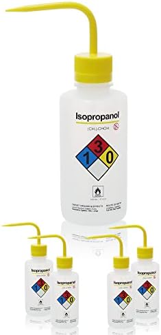 Labinvo 4 יחידות של בקבוקי שטיפה של איזופרופנול, כרך 500 מל, פה צר, בקבוקי שטיפה בטיחות עצמית, חומר