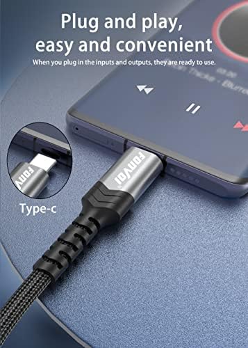 Fonvoi USB C עד 3.5 ממ כבל AUX AUX AUX, מתאם Cly C עד 3.5 ממ אוזניות סטריאו מכונית תואמת: טלפון אנדרואיד/סמסונג
