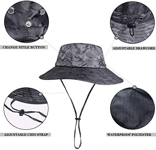 Koolsoly נושם רחב שוליים כובע בוני חיצוני אטום למים UPF 50+ הגנת שמש רשת ספארי כובע שמש לדיג נסיעות