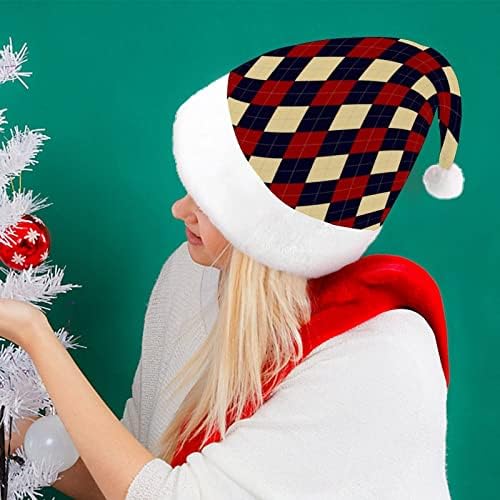 אדום כחול יהלומי חג המולד כובע סנטה קלאוס כובעי קצר קטיפה עם לבן חפתים לגברים נשים חג המולד חג מסיבת