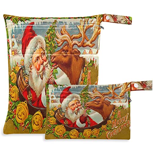 Visesunny חג שמח חג המולד חג המולד סנטה בול 2 יחידים שקית רטובה עם כיסי רוכס