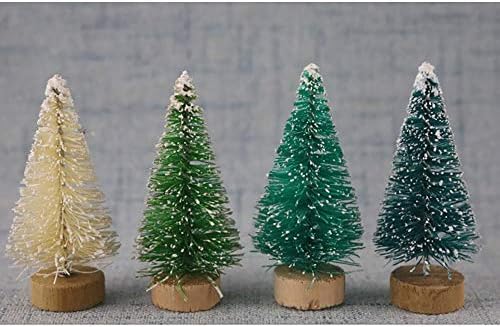 12 יחידות מיני חג המולד עץ סיסל עצי שלג מלאכותי עצי כפור שולחן כתיבת שולחן עבודה קישוט שולחן