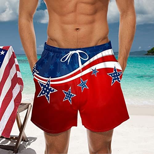 4 ביולי מכנסיים קצרים גברים גברים גזעי שחייה רופפים לבגדי חוף רופפים מותניים נושמים דגל אמריקאי נושם