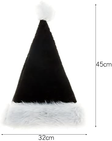 יוקרה שחור סנטה כובע מבוגרים דלוקס שחור ולבן חג המולד חג המולד כובע חבילה 5 יחידות