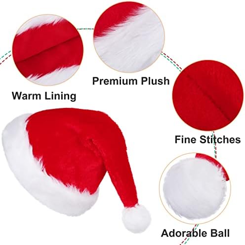 3 חתיכות חג המולד כובע סט ארוך סנטה כובע קטיפה חג המולד כובעי למבוגרים וילדים מסיבת חג המולד דקור, 3